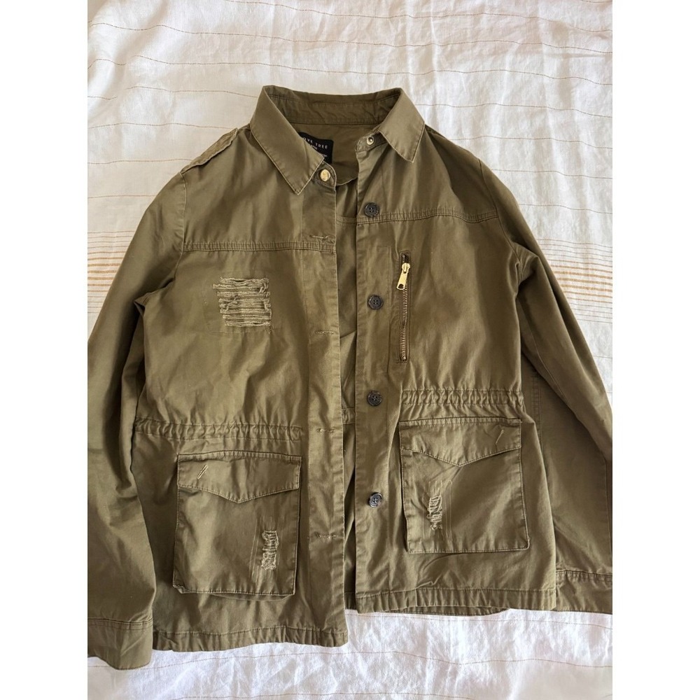 100% Cotton Love Tree Olive Field/Military Jacket Size Large